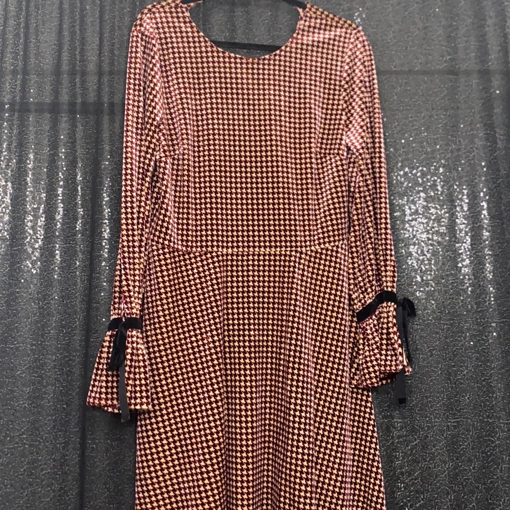 Fully Velvet/ knee length / long sleeved dress/ back zipper/ gently worn once